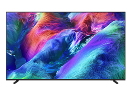 TV Samsung Micro RGB R85H mostra paisagem abstrata e colorida no ecrã.