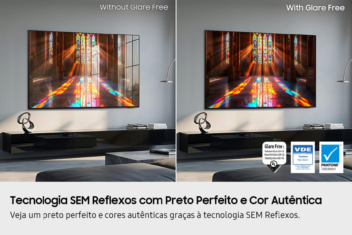Sem reflexos, preto e cor