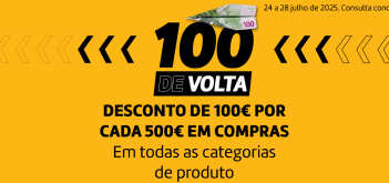 Desconto de 100€ por cada 500€ em compras