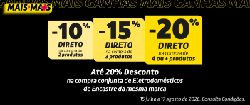 Até 20% Desconto na compra conjusta de Eletrodomésticos de Encastre da mesma marca Até 20% Desconto na compra conjusta de Eletrodomésticos de Encastre da mesma marca