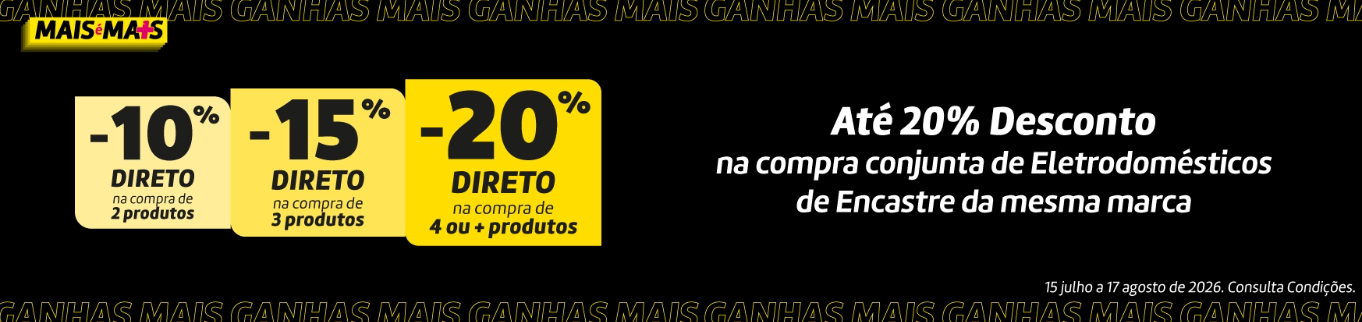 Até 20% Desconto na compra conjusta de Eletrodomésticos de Encastre da mesma marca Até 20% Desconto na compra conjusta de Eletrodomésticos de Encastre da mesma marca