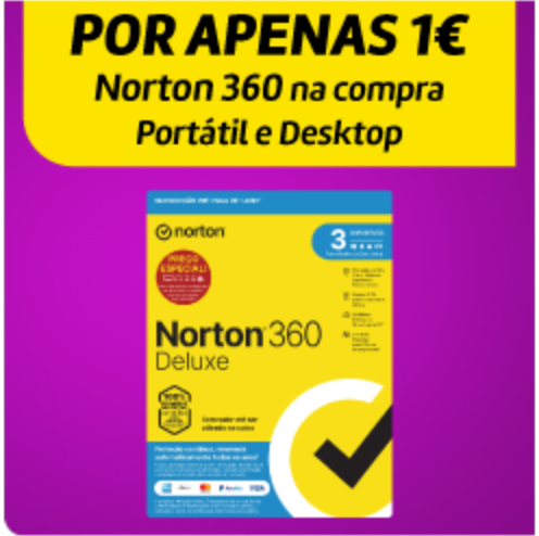 Apenas 1€ Norton 360 na compra Portátil e Desktop Apenas 1€ Norton 360 na compra Portátil e Desktop