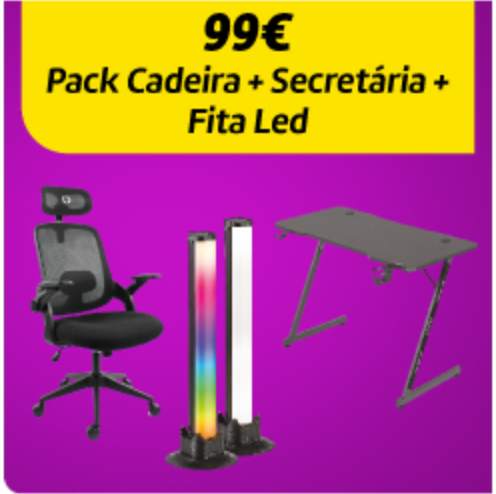 Pack Cadeira + Secretária + Fita Led Pack Cadeira + Secretária + Fita Led