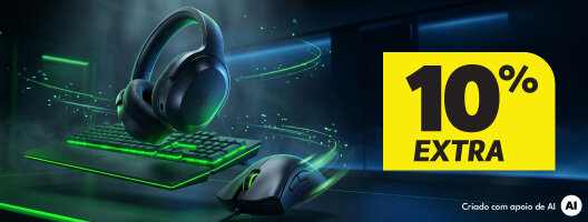 10% Desconto Extra Marca Razer. Utiliza o código: RAZER10. 06 a 11 de outubro de 2026.