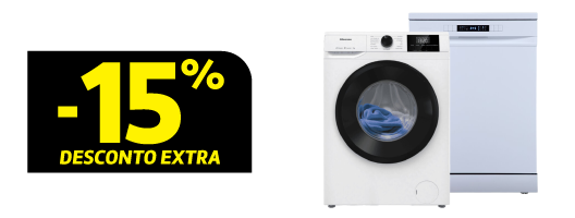 15% Desconto Extra em Máquinas Lavar Roupa e Lavar Louça Hisense. Válido 28 agosto a 01 setembro de 2025. 15% Desconto Extra em Máquinas Lavar Roupa e Lavar Louça Hisense. Válido 28 agosto a 01 setembro de 2025.