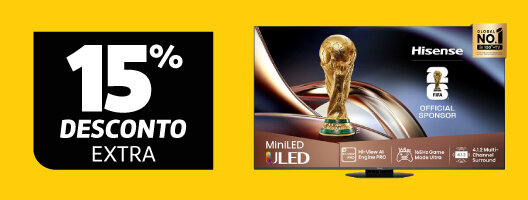 15% Desconto Extra em TV’s ≥ a 98’’ Hisense. Válido 29 janeiro a 01 fevereiro de 2026.