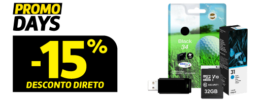 15% Desconto Direto em Tinteiros e Suportes de Armazenamento. Válido de 14 a 19 outubro 15% Desconto Direto em Tinteiros e Suportes de Armazenamento. Válido de 14 a 19 outubro