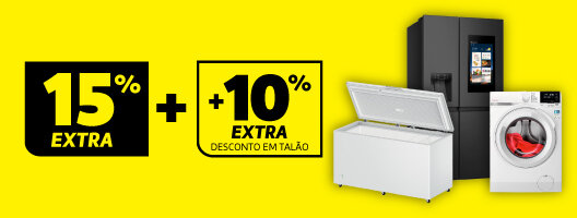 15% Extra + 10% Talão em Máquinas de Roupa e Frio Livre Instalação acima de 500€. 08 a 11 de maio de 2026. 15% Extra + 10% Talão em Máquinas de Roupa e Frio Livre Instalação acima de 500€. 08 a 11 de maio de 2026.