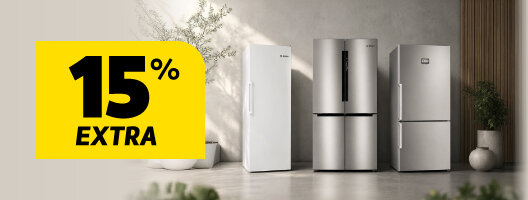 15% Extra em Todos Frigoríficos, Combinados e Arcas Livre Instalação Bosch. 12 a 18 de maio de 2026. 15% Extra em Todos Frigoríficos, Combinados e Arcas Livre Instalação Bosch. 12 a 18 de maio de 2026.