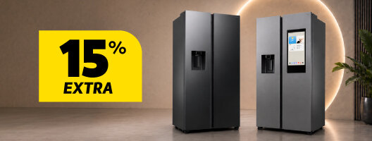 15% Desconto Extra Todos Frigoríficos Americanos Samsung. Utiliza o código: 15RP. 19 a 25 maio de 2026.
