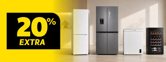 20% Extra Todos Frigoríficos, Combinados, Americanos, Arcas e Caves de Vinho. Livre Instalação. Utiliza o código: PROMO20 20% Extra Todos Frigoríficos, Combinados, Americanos, Arcas e Caves de Vinho. Livre Instalação. Utiliza o código: PROMO20