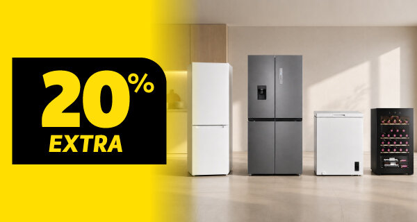 20% Extra Todos Frigoríficos, Combinados, Americanos, Arcas e Caves de Vinho. Livre Instalação. Utiliza o código: PROMO20 20% Extra Todos Frigoríficos, Combinados, Americanos, Arcas e Caves de Vinho. Livre Instalação. Utiliza o código: PROMO20