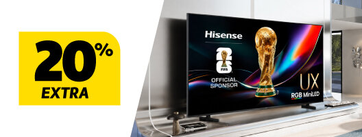 20% Desconto Extra em TV's Hisense. 05 a 06 setembro de 2026. 