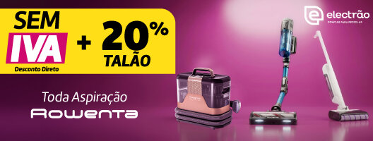 Limpeza ao melhor preço. 20% Talão em Toda Aspiração Rowenta. Electrão. 31 de julho a 04 de agosto de 2026. Limpeza ao melhor preço. 20% Talão em Toda Aspiração Rowenta. Electrão. 31 de julho a 04 de agosto de 2026.