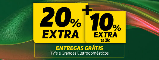 20% Extra + 10% Extra em Talão em Tvs e Grandes Eletrodomésticos. Válido de 25 a 26 junho de 2026.