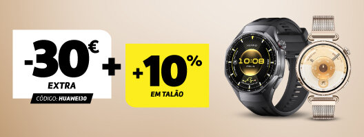 30€ Desconto Extra + 10% Desconto Talão em Smartwatches Huawei GT6. Válido 13 outubro a 02 novembro de 2025. 30€ Desconto Extra + 10% Desconto Talão em Smartwatches Huawei GT6. Válido 13 outubro a 02 novembro de 2025.