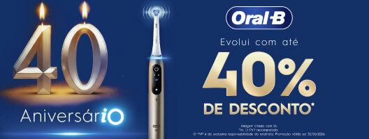 Aniversário 40 anos OralB. Evolui com até 40% de Desconto. Aniversário 40 anos OralB. Evolui com até 40% de Desconto.