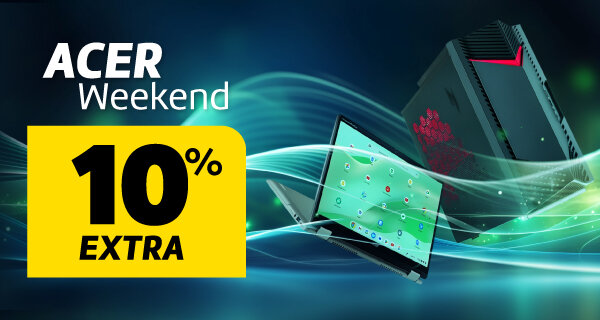 Acer Weekend | 10% Desconto Extra em Todos Portáteis e Desktops Acer. Válido 27 a 28 de junho de 2026.