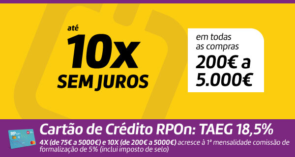 Até 10x Sem Juros em todas as compras 200€ a 5000€. 16 a 29 de setembro de 2026. Até 10x Sem Juros em todas as compras 200€ a 5000€. 16 a 29 de setembro de 2026.
