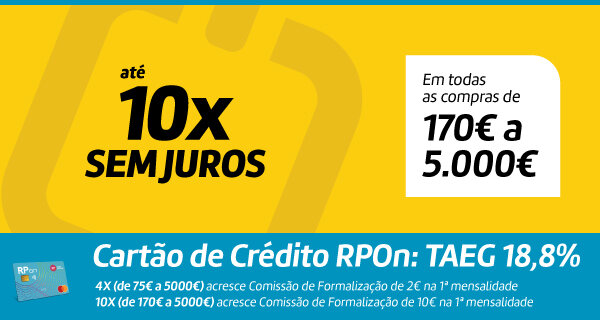 Até 10x Sem Juros em todas as compras de 170€ a 5.000€. Válido 16 a 31 dezembro de 2025 Até 10x Sem Juros em todas as compras de 170€ a 5.000€. Válido 16 a 31 dezembro de 2025