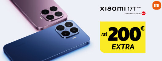 Até 200€ Desconto Extra em Smartphones Xiaomi 17T. 01 de julho a 02 de agosto de 2026. Até 200€ Desconto Extra em Smartphones Xiaomi 17T. 01 de julho a 02 de agosto de 2026.