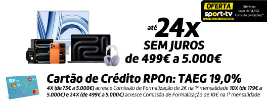 Até 24x Sem Juros em Apple. Válido de 23 a 29 junho de 2026. Até 24x Sem Juros em Apple. Válido de 23 a 29 junho de 2026.