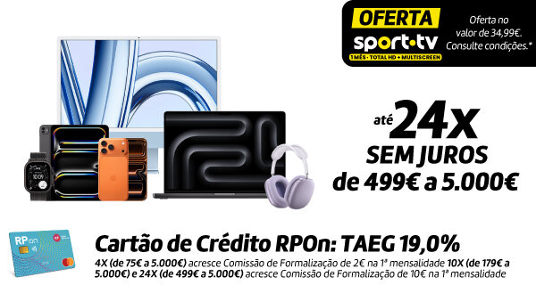 Até 24x Sem Juros em Apple. Válido de 23 a 29 junho de 2026. Até 24x Sem Juros em Apple. Válido de 23 a 29 junho de 2026.