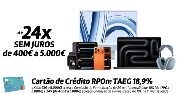 Até 24x Sem Juros de 400€ a 5.000€. Especial Apple.