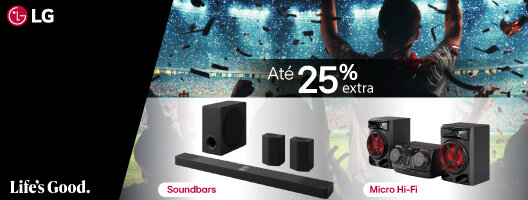 Até 25% Desconto Extra em Soundbars LG. 09 a 21 de junho de 2026. Até 25% Desconto Extra em Soundbars LG. 09 a 21 de junho de 2026.