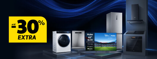 Até 30% Desconto Extra em grandes eletrodomésticos, encastre e tv's haier. Utiliza o codigo: HAIER30 de 05 a 13 de maio.