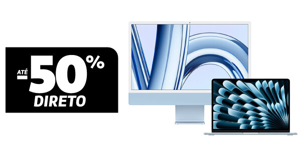 Até 50% Desconto Direto Macbook e iMac. Válido 29 outubro a 30 novembro de 2025.  Até 50% Desconto Direto Macbook e iMac. Válido 29 outubro a 30 novembro de 2025.