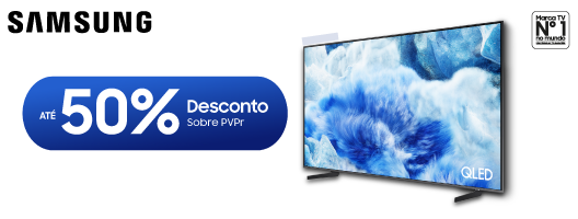 Até 50% Desconto Sobre PVPr em Tvs Qled Samsung. Válido 18 a 22 de março de 2026.