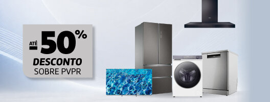 Até 50% Desconto sobre PVPr Grandes Eletrodomésticos, Encastre e TV's Haier. 05 a 18 de maio de 2026.