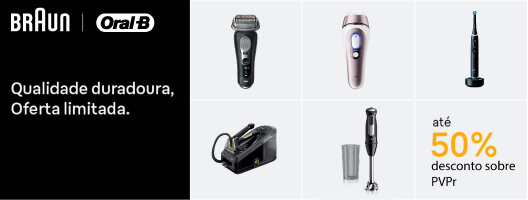 Até 50% Desconto Sobre PVPr em Braun e Oral-B. Válido de 21 abril a 04 maio de 2026.