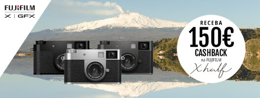 Receba 150€ de cashback na compra de uma Máquina Fotográfica Fujifilm. Válido de 19 janeiro a 28 fevereiro de 2026.