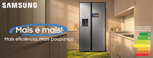 Receba até 250€ de cashback na compra de um Frigorífico Samsung. Válido de 16 março a 12 abril de 2026.