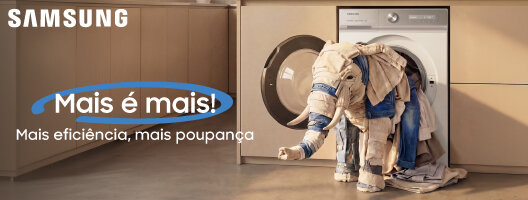 Receba até 100€ de Cashback na compra de uma Máquina Lavar Roupa Samsung. Válido de 16 março a 12 abril de 2026. Receba até 100€ de Cashback na compra de uma Máquina Lavar Roupa Samsung. Válido de 16 março a 12 abril de 2026.