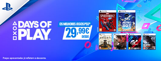 Jogos Ps5 desde 29,99€. Válido de 27 maio a 10 junho de 2026. Jogos Ps5 desde 29,99€. Válido de 27 maio a 10 junho de 2026.