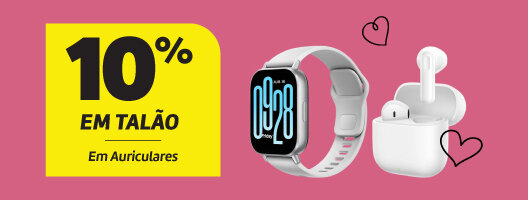 10% em Talão em Auriculares na compra de Smartwatches. Válido de 03 a 14 fevereiro de 2026.
