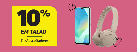 10% em Talão em Auscultadores na compra de Smartphones. Válido de 03 a 14 fevereiro de 2026. 10% em Talão em Auscultadores na compra de Smartphones. Válido de 03 a 14 fevereiro de 2026.
