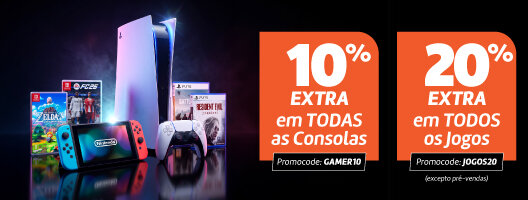 Dia Mundial dos videojogos. Hoje ganhas a dobrar. 10% Extra em Todas as consolas e 20% Extra Todos Jogos (excepto pré-vendas) Dia Mundial dos videojogos. Hoje ganhas a dobrar. 10% Extra em Todas as consolas e 20% Extra Todos Jogos (excepto pré-vendas)