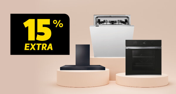 15% Desconto Extra em Encastre. Válido de 22 a 24 agosto de 2026.