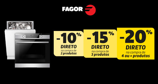 Até 20% Desconto Direto Encastre Fagor. 01 a 14 de julho de 2026. Até 20% Desconto Direto Encastre Fagor. 01 a 14 de julho de 2026.