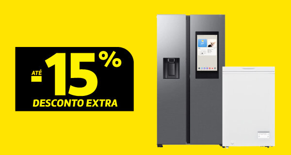 Até 15% Desconto Extra em Frigoríficos e Arcas Samsung, Beko, Hotpoint, Indesit e Whirlpo. Válido de 14 a 27 outubro de 2025.
