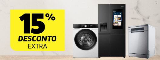 15% Desconto Extra em Frio, Roupa e Louça Candy e Hisense. Válido de 02 a 06 abril de 2026.