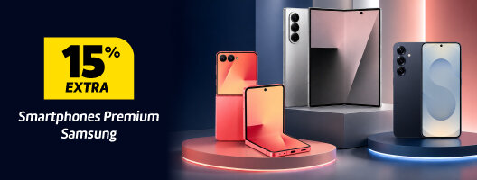 15% Desconto Extra em Smartphones Premium Samsung. Válido de 19 a 24 maio de 2026. 15% Desconto Extra em Smartphones Premium Samsung. Válido de 19 a 24 maio de 2026.