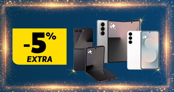 5% Desconto Extra em Galaxy S25 Series e Z Series Samsung. Válido de 26 a 28 dezembro 2025.