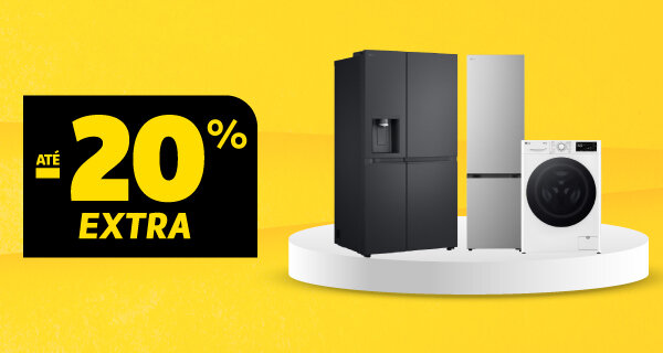 Até 20% Desconto Extra em Grandes Eletrodomésticos LG Livre Instalação. Válido de 27 agosto a 06 setembro de 2026.