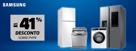 Até 41% Desconto Sobre PVPr em Grandes Eletrodomésticos Samsung. Válido de 17 a 20 setembro de 2026. Até 41% Desconto Sobre PVPr em Grandes Eletrodomésticos Samsung. Válido de 17 a 20 setembro de 2026.