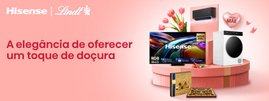Na compra de uma Televisão Hisense, oferta uma caixa de chocolates Lindt. Válido 27 abril a 10 maio de 2026.